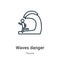 Waves danger outline vector icon. Thin line black waves danger icon, flat vector simple element illustration from editable people