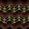 Waves embroidery vector seamless border pattern. Abstract embroidered geometric background with tapestry baroque leaves, wavy