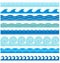 Waves flat style vector seamless icons collection