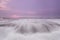 Waves flow beach Sunset magic