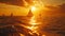 Waves of Freedom: Sunset Sailing./n