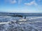 Waves and groynes at the shore