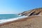 Waves are hitting to rocks at beach in Gokceada, Turkey