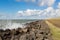 Waves near a Dutch breakwater with Windturbines