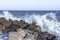 Waves over breakwater on the sea shore