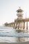 Waves in the Pacific Ocean and the pier in Huntington Beach, Orange County, California