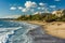 Waves in the Pacific Ocean and view of the beach in San Clemente, California.