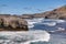 Waves roll in the bay of Marcela in SÃ£o Jorge Fogo Cabo Verde