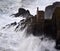 Waves and sea spray - Storm at The Crowns, Botallack, Cornwall UK