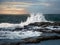 Waves splashing against the rocks