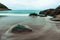 Waves, stones and rocky shoreline on Black Brook Beach, Canada