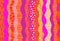 Waves textile stripes hand drawn cartoon style background in vibrant colors