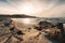 Waves washing onto Ostriconi beach in Balagne region of Corsica