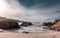 Waves washing onto Ostriconi beach in Balagne region of Corsica