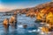 Waves of water on the granite coastline of Garrapata State Park in California`s Central Coast