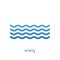 Waves water icon, in line on a white background