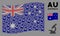 Waving Australia Flag Collage of Microscope Icons