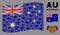 Waving Australia Flag Collage of Puppy Icons