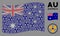 Waving Australia Flag Collage of Radioactive Icons