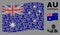 Waving Australia Flag Collage of Smoking Detective Items