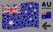 Waving Australia Flag Mosaic of Arrow Left Icons