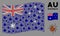 Waving Australia Flag Mosaic of Bug Items