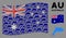 Waving Australia Flag Mosaic of Dolphin Icons