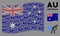 Waving Australia Flag Mosaic of Fart Gases Items