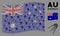 Waving Australia Flag Mosaic of First Satellite Icons