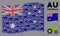 Waving Australia Flag Mosaic of Wheeled Tractor Items