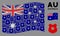 Waving Australia Flag Pattern of Police Shield Icons