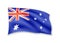 Waving Australia Flag on white. American Flag in the Wind.