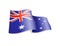 Waving Australia flag on white background.