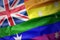 Waving australia rainbow gay pride flag banner