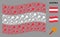 Waving Austria Flag Collage of Wand Magic Tool Icons