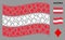 Waving Austria Flag Pattern of Diamonds Suit Icons