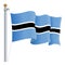 Waving Botswana Flag Isolated On A White Background. Vector Illustration.