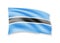 Waving Botswana flag on white. Flag in the wind