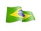 Waving Brazil flag on white background.