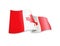 Waving Canada flag on white background.