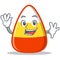 Waving candy corn character cartoon