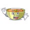 Waving Cartoon lentil soup ready to served
