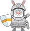 Waving Cartoon Rabbit Knight