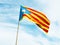 Waving Catalan flag on sky background 3D illustration