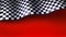 Waving checkered racing flag on red background. Flag for car or motorsport rally. Three dimensional vector illustration