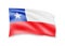 Waving Chile flag on white. Flag in the wind.