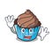 Waving chocolate cupcake character cartoon