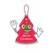 Waving christmas tag hanging on mascot shape