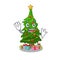 Waving christmas tree isolated with the mascot