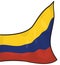 Waving Colombian flag from the left in cartoon style, Vector illustration